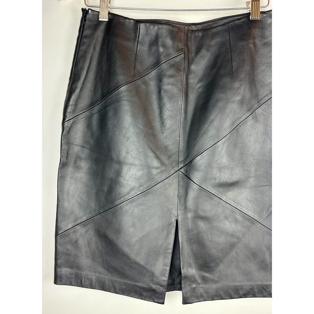 Valerie Stevens Separates 100% Leather Skirt Soft Black Pencil 90's Y2K Size 8 - Picture 9 of 15